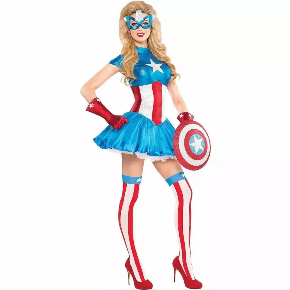 Marvel Women's Red White and Blue Captain America Costume